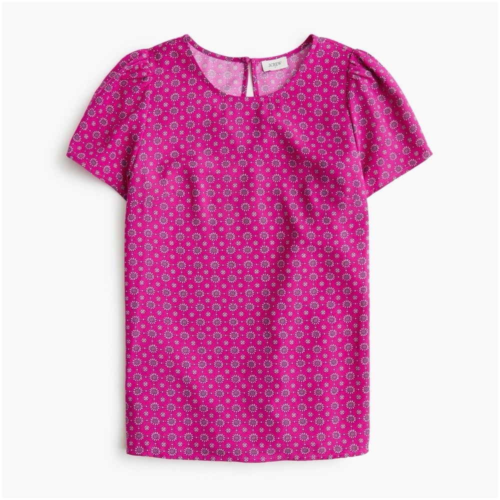 NWT J.Crew Factory Printed short-sleeve crepe top